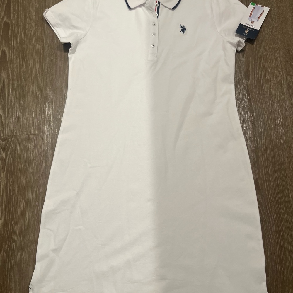 U.S. Polo Assn. White Polo Dress with Navy Trim